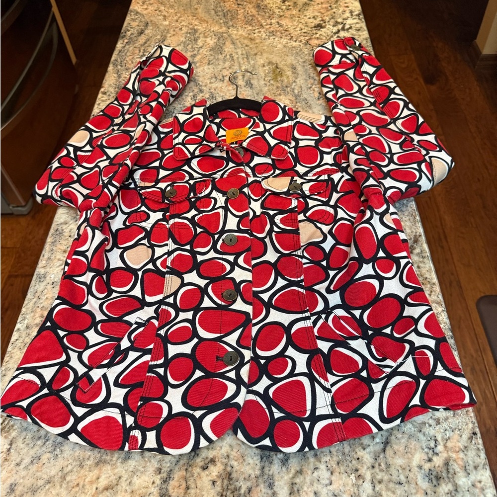 Ruby Rd Petite Vibrant Red and Black Patterned Jacket. Size Medium. EUC - Picture 7 of 13
